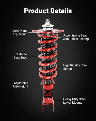 EVIL ENERGY Coilovers Compatible for Nissan 350Z 2003-2008 (Z33), for Nissan Skyline 2003-2007 (V35), for Infiniti G35 2003-2007, Height Adjustable Coilovers Lowering Kit, Red in Saudi Arabia