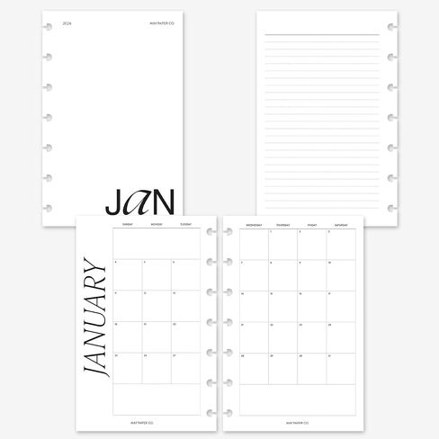 MAY PAPER CO. 2026 Mini Happy Planner Classic Monthly Planner Refill, Month on Two Page Planner Insert for 7-Discs Mini HP Notebook 4.6 x 7 (Separable Months, Sunday Start) in Saudi Arabia