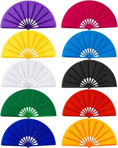10Pcs Folding Hand Fans Bulk, Mix Color Classic Style Decorative Handheld for Line Dancing, Popping Clacking Fans for Wedding Party Dance Enthusiasts in Saudi Arabia