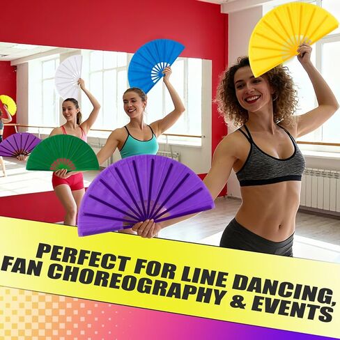 10Pcs Folding Hand Fans Bulk, Mix Color Classic Style Decorative Handheld for Line Dancing, Popping Clacking Fans for Wedding Party Dance Enthusiasts in Saudi Arabia