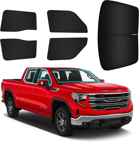 ظلال نوافذ السيارة ARISMOTOR لسيارة Dodge Ram 1500 2019-2026، تناسب مخصص للزجاج الأمامي الخلفي القابل للطي ومظلة من الشمس والأشعة فوق البنفسجية وستائر الخصوصية لحماية التخييم والقيلولة والاسترخاء، من 6 in Kuwait