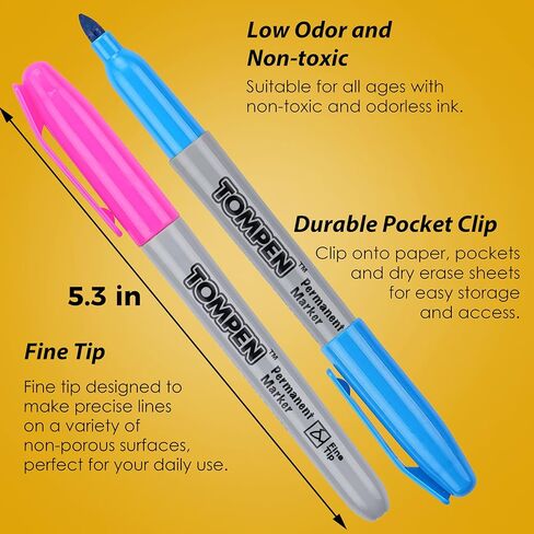 أقلام تحديد دائمة ذات رأس رفيع مكونة من 100 قطعة، 10 ألوان متنوعة، قلم تحديد دائم مقاوم للماء مع تجفيف سريع على بطاقة عيد الحب، خشب، بلاستيك، ورق، معدن، مرآة للفصول الدراسية المكتبية in Kuwait