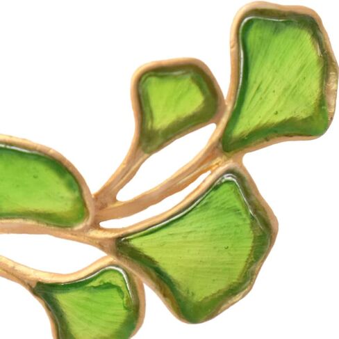 American Handmade Cast Artisan Glass and Gold Plate Ginkgo Leaf Cuff Bracelet in Saudi Arabia