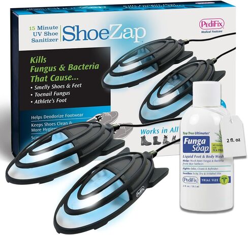 Pedifix ShoeZap UV Shoe Sanitizer + FungaSoap Tea Tree Wash, 2 oz Travel Size | 15-Minute UV Shoe Device and Foot Cleanser Bundle in Saudi Arabia