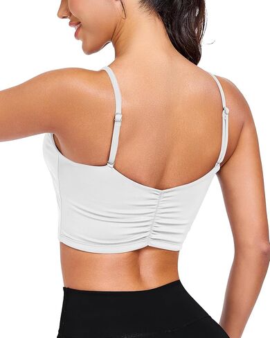 QUOJIZY حمالة صدر رياضية للنساء ذات خط طويل بدون أكمام مدمجة في حمالة صدر مفتوحة من الخلف للتمرين مع أشرطة قابلة للتعديل in Kuwait
