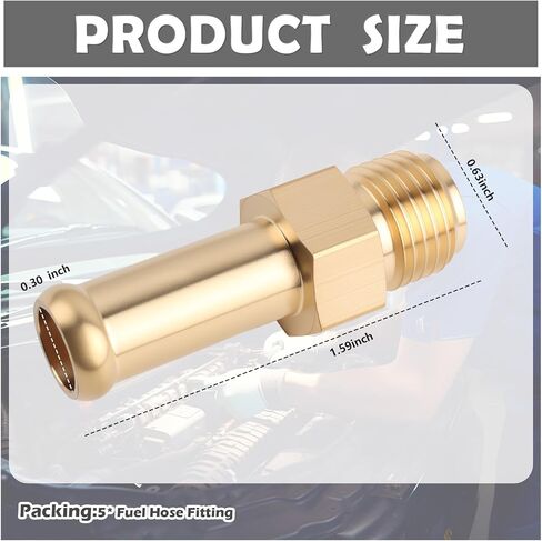 5PCS 3/8" Fuel Line Fittings,Leak-Proof Brass 3/8" Barb Fitting with 1/2-20 Male Threads for Hose Connector,Universal Fuel Line Connector for Automotive Repair & Equipment Use in Kuwait