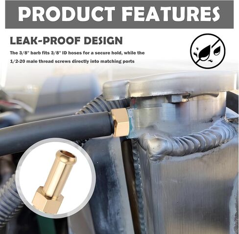 5PCS 3/8" Fuel Line Fittings,Leak-Proof Brass 3/8" Barb Fitting with 1/2-20 Male Threads for Hose Connector,Universal Fuel Line Connector for Automotive Repair & Equipment Use in Kuwait