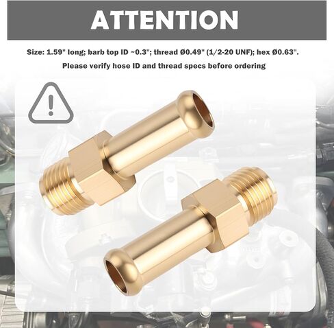 5PCS 3/8" Fuel Line Fittings,Leak-Proof Brass 3/8" Barb Fitting with 1/2-20 Male Threads for Hose Connector,Universal Fuel Line Connector for Automotive Repair & Equipment Use in Kuwait