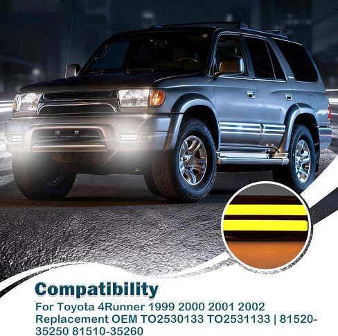 LED Front Bumper Side Marker Lights DRL Amber Sequential Turn Signal Lamps Fog Light Feature Kit for Toyota 4Runner 1999-2002 Replacement OEM TO2530133 TO2531133 | 81520-35250 81510-35260 in Saudi Arabia