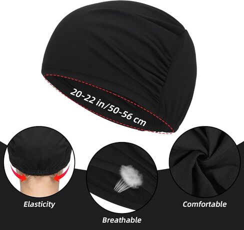 2 Pcs Cooling Skull Cap Helmet Liner Sweat Wicking Cycling Running Hat Beanie Multifunctional Sleep Hats Breathable Headwear Liner Cap for Men Women Black in Saudi Arabia
