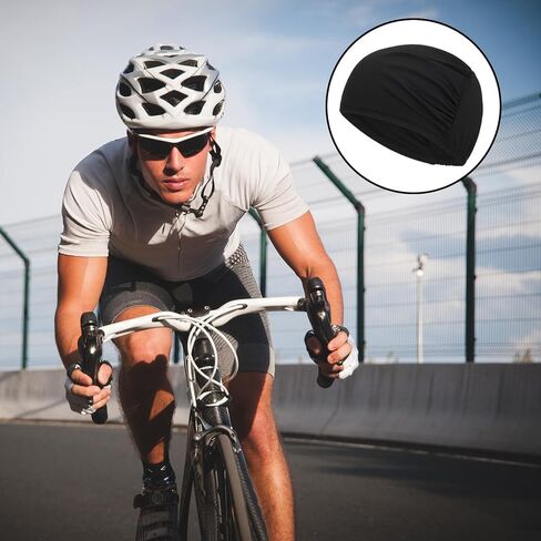 2 Pcs Cooling Skull Cap Helmet Liner Sweat Wicking Cycling Running Hat Beanie Multifunctional Sleep Hats Breathable Headwear Liner Cap for Men Women Black in Saudi Arabia