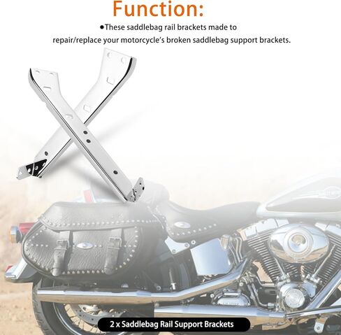 Chrome Saddlebag Rail Support Bracket Fits for Touring, Street Glide, Road King, Electra Glide, Road Glide, FLT, FLHT, FLHR, FLTR, FLHX 1985-2008 in Saudi Arabia