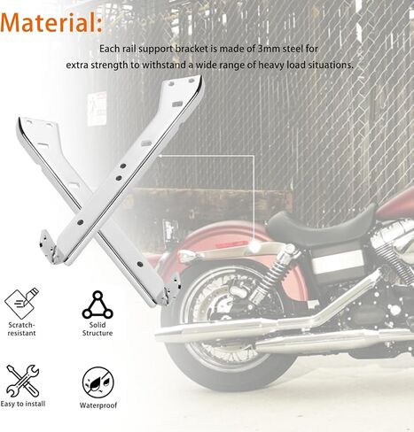 Chrome Saddlebag Rail Support Bracket Fits for Touring, Street Glide, Road King, Electra Glide, Road Glide, FLT, FLHT, FLHR, FLTR, FLHX 1985-2008 in Saudi Arabia