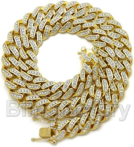 Hip Hop Gold Plated $100 Dollar Bill Benjamin Pendant & 12mm 16" 18" 20" 24" Full Iced Box Lock Cuban Chain Bling Necklace in Saudi Arabia