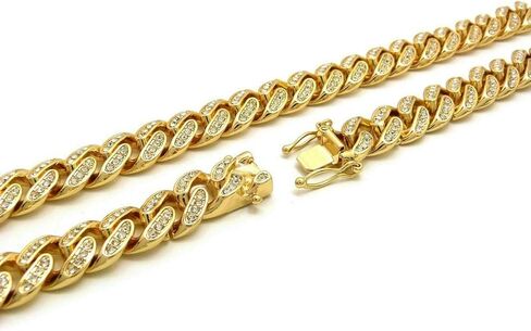Hip Hop Gold Plated $100 Dollar Bill Benjamin Pendant & 12mm 16" 18" 20" 24" Full Iced Box Lock Cuban Chain Bling Necklace in Saudi Arabia