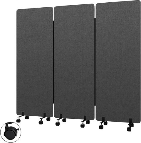 72" X 66" Office Partitions, 3 Panel Sound Proof Dividers for Office Partition, Room Divider Privacy Panel with Wheels, Portable Temporary Wall, freestandings Room Partitions for Offices and Study in Kuwait
