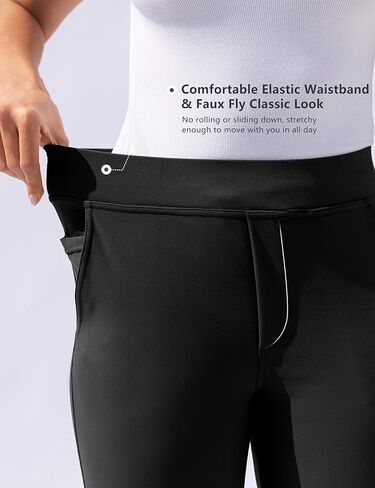 سراويل اليوغا النسائية ذات الساق المستقيمة من VOOVEEYA، سراويل عمل قابلة للتمدد مع 5 جيوب عالية الخصر وبنطلون كاجوال للمكتب in Kuwait