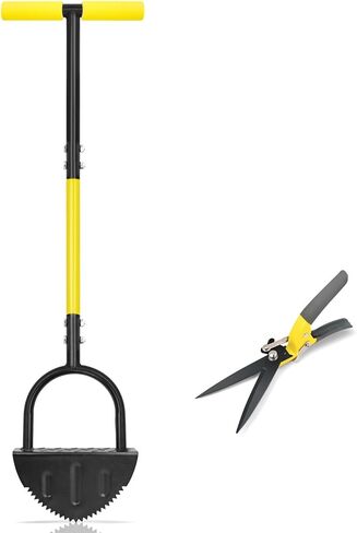 Byhager Professional Lawn Edger Tool, Heavy Duty Steel Half Moon & Saw-Tooth Blade for Clean Borders, Long Handle Reduces Back Strain, Manual Edger Ideal for Garden Edges, Sidewalks, Flower Beds in Saudi Arabia