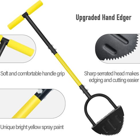 Byhager Professional Lawn Edger Tool, Heavy Duty Steel Half Moon & Saw-Tooth Blade for Clean Borders, Long Handle Reduces Back Strain, Manual Edger Ideal for Garden Edges, Sidewalks, Flower Beds in Saudi Arabia