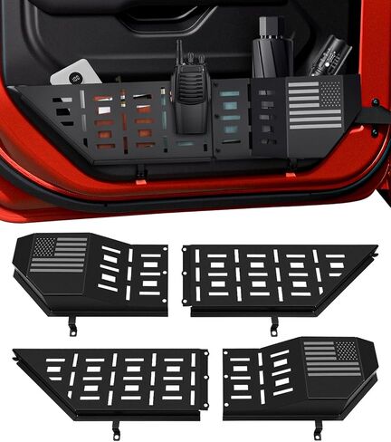 Front Door Storage Box for Jeep Wrangler JL JLU 4XE (2018-2025) & Gladiator JT (2020-2025) Accessories, 2PCS Metal Door Pockets Organizer Fits Manual Seats (Black) in Saudi Arabia