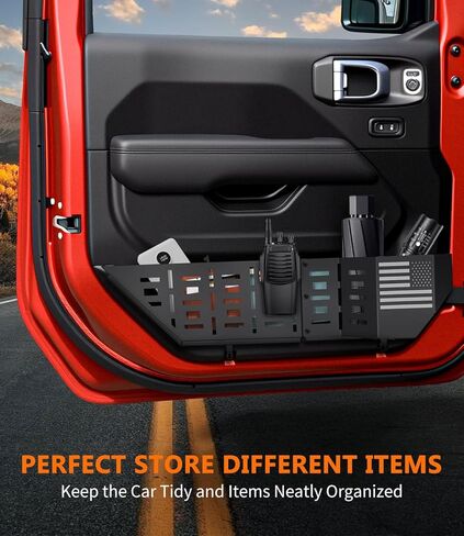 Front Door Storage Box for Jeep Wrangler JL JLU 4XE (2018-2025) & Gladiator JT (2020-2025) Accessories, 2PCS Metal Door Pockets Organizer Fits Manual Seats (Black) in Saudi Arabia