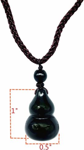 تميمة قلادة من Betterdecor Feng Shui Black Obsidian Wu Lou Hu Lu Gourd للصحة والحماية (مع حقيبة) in Kuwait