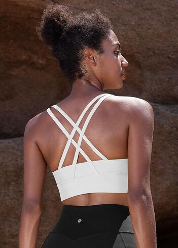 Women's Strappy Sports Bras Fitness Workout Padded Bra Yoga Sports Bra Criss Cross Back in Saudi Arabia