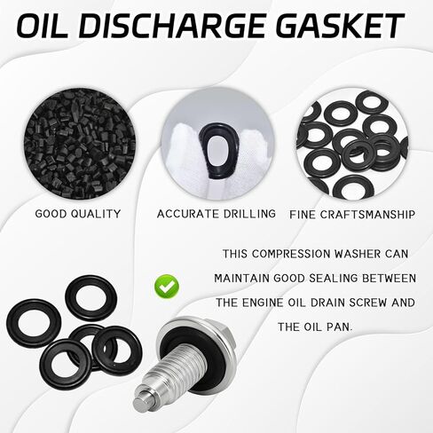 M12*1.75 Oil Drain Plug, Automotive Replacement Engine Oil Pan Drain Plugs with 5PCS Oil Drain Plug, Gasket, Replacement OEM#EJ7Z-6730-A, Compatible with Buick Cadillac GMC Chevrolet (M12*1.75) in Saudi Arabia