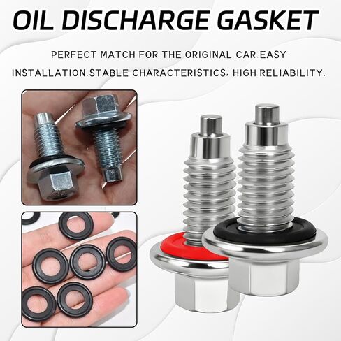 M12*1.75 Oil Drain Plug, Automotive Replacement Engine Oil Pan Drain Plugs with 5PCS Oil Drain Plug, Gasket, Replacement OEM#EJ7Z-6730-A, Compatible with Buick Cadillac GMC Chevrolet (M12*1.75) in Saudi Arabia