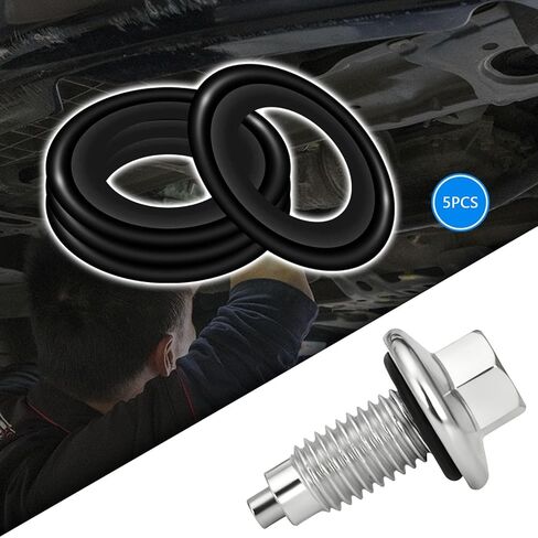 M12*1.75 Oil Drain Plug, Automotive Replacement Engine Oil Pan Drain Plugs with 5PCS Oil Drain Plug, Gasket, Replacement OEM#EJ7Z-6730-A, Compatible with Buick Cadillac GMC Chevrolet (M12*1.75) in Saudi Arabia