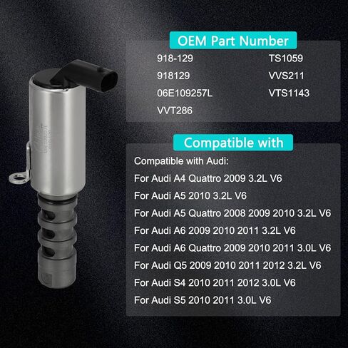 918-129 06E109257L 2 قطعة محرك متغير توقيت الصمام VVT الملف اللولبي (3.0L 3.2L) لأودي A4 Quattro 2009، Q5 2009-2012، A5 2010، A5 Quattro 2008-2010، A6 2009-2011، A6 Quattro 2009-2011، S4 2010-2012، S5 in Saudi Arabia