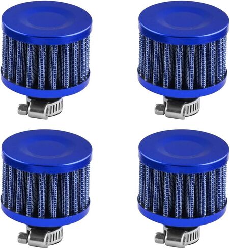 4PCS 12mm Mini Oil Breather Air Filter Universal for Cars and Motorcycles Auto Cone Mini oil Air Intake Filter Cold Air Intake Filter Breather Turbo Vent Air Intake Filter Cleaner Blue in Saudi Arabia