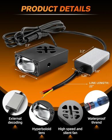 قطعتان من مصابيح قيادة الشواية LED فائقة النحافة - مصابيح ضباب صغيرة لجهاز العرض مقاس 0.8 بوصة مع شعاع Hi-Lo (أبيض/أصفر)، وحدة فك ترميز CANbus، مقاومة للماء IP68، مناسبة لشاحنة السيارة على الطرق الوعرة ودراجة نارية صغيرة in Kuwait