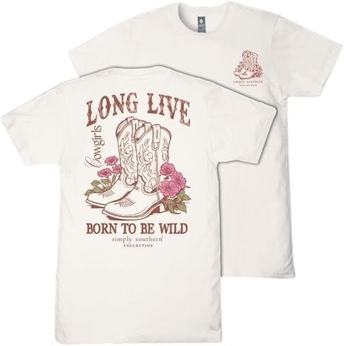Simply Southern Long Live - Cowgirls - Born to Be Wild - Boots - Youth T-Shirt in Saudi Arabia