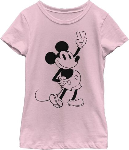 Disney Girls Characters Simple Mickey Outline Girl's Solid Crew Tee in Saudi Arabia