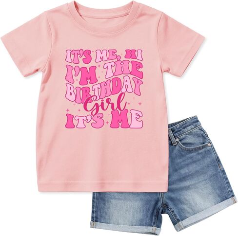 Birthday Girl Shirt Outfit Cute T-Shirt Short Sleeve Graphic Tees for 3-12 Year Old Toddler Girls Kids Summer Tops in Saudi Arabia