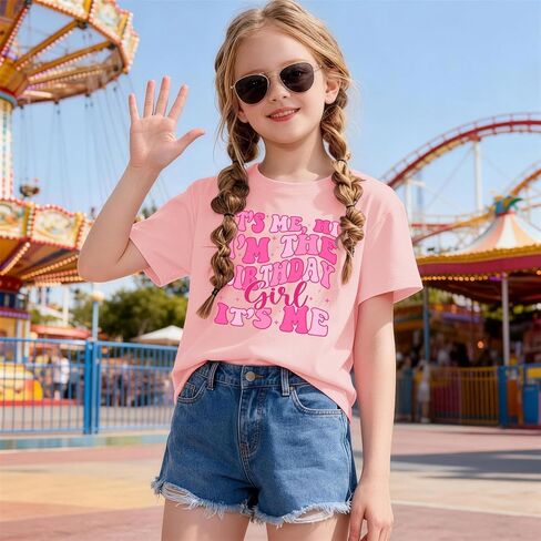 Birthday Girl Shirt Outfit Cute T-Shirt Short Sleeve Graphic Tees for 3-12 Year Old Toddler Girls Kids Summer Tops in Saudi Arabia