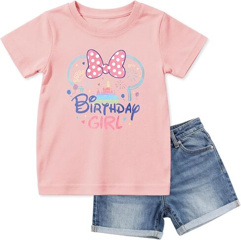 Birthday Girl Shirt Outfit Cute T-Shirt Short Sleeve Graphic Tees for 3-12 Year Old Toddler Girls Kids Summer Tops in Saudi Arabia