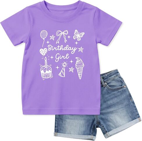 Birthday Girl Shirt Outfit Cute T-Shirt Short Sleeve Graphic Tees for 3-12 Year Old Toddler Girls Kids Summer Tops in Saudi Arabia