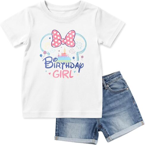 Birthday Girl Shirt Outfit Cute T-Shirt Short Sleeve Graphic Tees for 3-12 Year Old Toddler Girls Kids Summer Tops in Saudi Arabia
