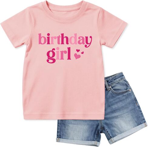 Birthday Girl Shirt Outfit Cute T-Shirt Short Sleeve Graphic Tees for 3-12 Year Old Toddler Girls Kids Summer Tops in Saudi Arabia