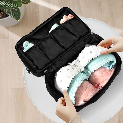 Travel Underwear Bra Organizer Bag, Large Capacity Travel Packing Organizer Waterproof Three Layer Packing Cube for Underwear, Socks, Toiletries, Cosmetics, Clothes, Towels - Purple in Saudi Arabia