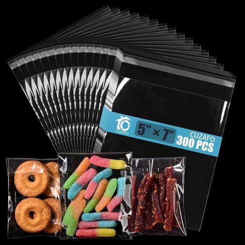 CUZAFO 300 PCS 5X7 inch Clear Self Sealing Cellophane Bags，Resealable Cookie，Candy Bag in Saudi Arabia