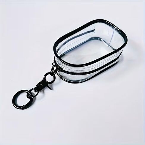 1pc Portable Transparent Zipper Pouch, Versatile Organizer for Jewelry, Headphones, Chargers & More, PVC Travel Accessory Bag, Black in Saudi Arabia