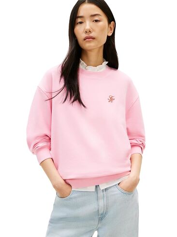 بلوفر نسائي من Tommy Hilfiger ذو رقبة دائرية متوسط ​​الوزن مع شعار Monogram in Saudi Arabia