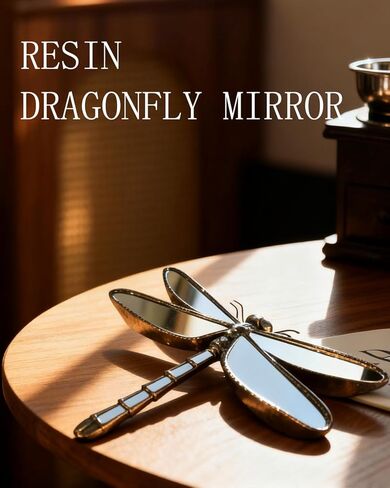 Dragonfly Wall Mirror Decor, Butterfly Art Wall Mirrors, Retro Gold Resin Decorative Wall Mirror, Creative Home Decoration for Living Room Bedroom (Dragonfly) in Saudi Arabia