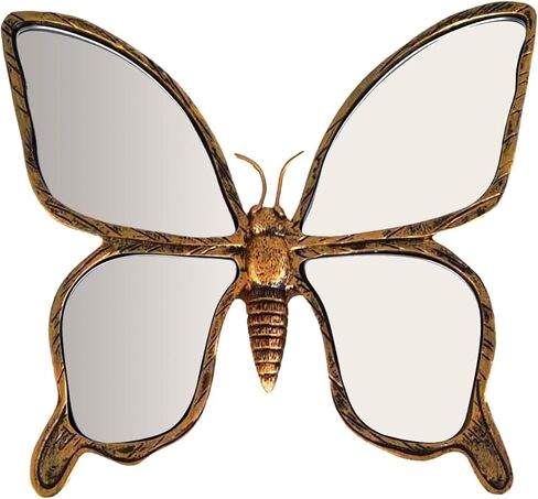 Dragonfly Wall Mirror Decor, Butterfly Art Wall Mirrors, Retro Gold Resin Decorative Wall Mirror, Creative Home Decoration for Living Room Bedroom (Dragonfly) in Saudi Arabia