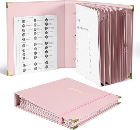 3-Ring Folder Organize Sturdy Hardboard Important Document Organizer with Expanding Pockets for Home, School, Office Use in Saudi Arabia