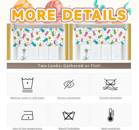 Easter Bunny Valances for Windows 54x18 Inch Rabbit Chick Spring Curtain Valance for Kitchen Bathroom Bedroom Living Room Decor in Kuwait