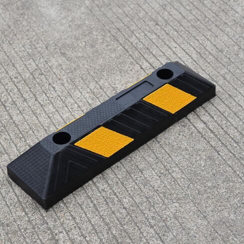 21" Rubber Parking Curbs, Heavy Duty Garage Floor Wheel Stopper w/Yellow Reflective Stripe for Car, Truck, Trailer, 4 Pack in Saudi Arabia